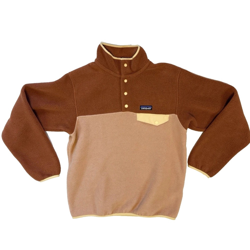 Patagonia Synchilla Women Size S Snap-T Fleece Pullover Terra Pink Brown Tan